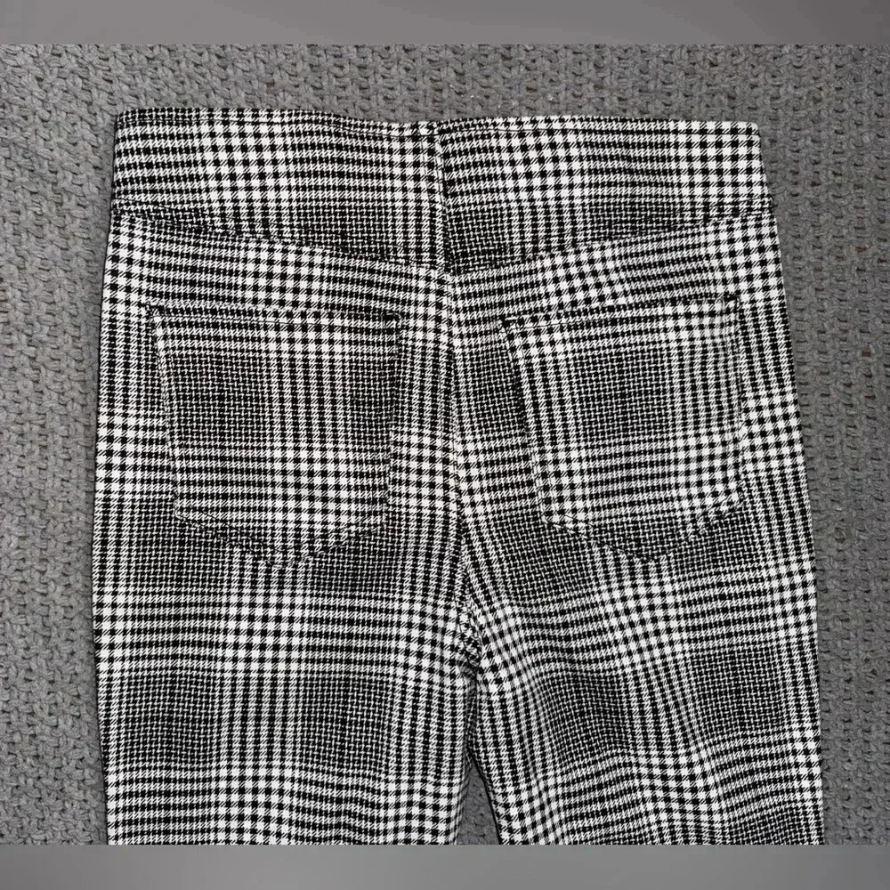 Tinseltown Pull On Stretch Black White Plaid High Waisted Flare Pants 7 - Picture 7 of 9